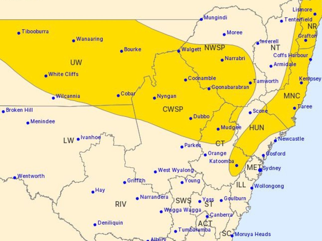 The severe weather warning for Monday morning shows the two systems about to collide. Pictures: BOM