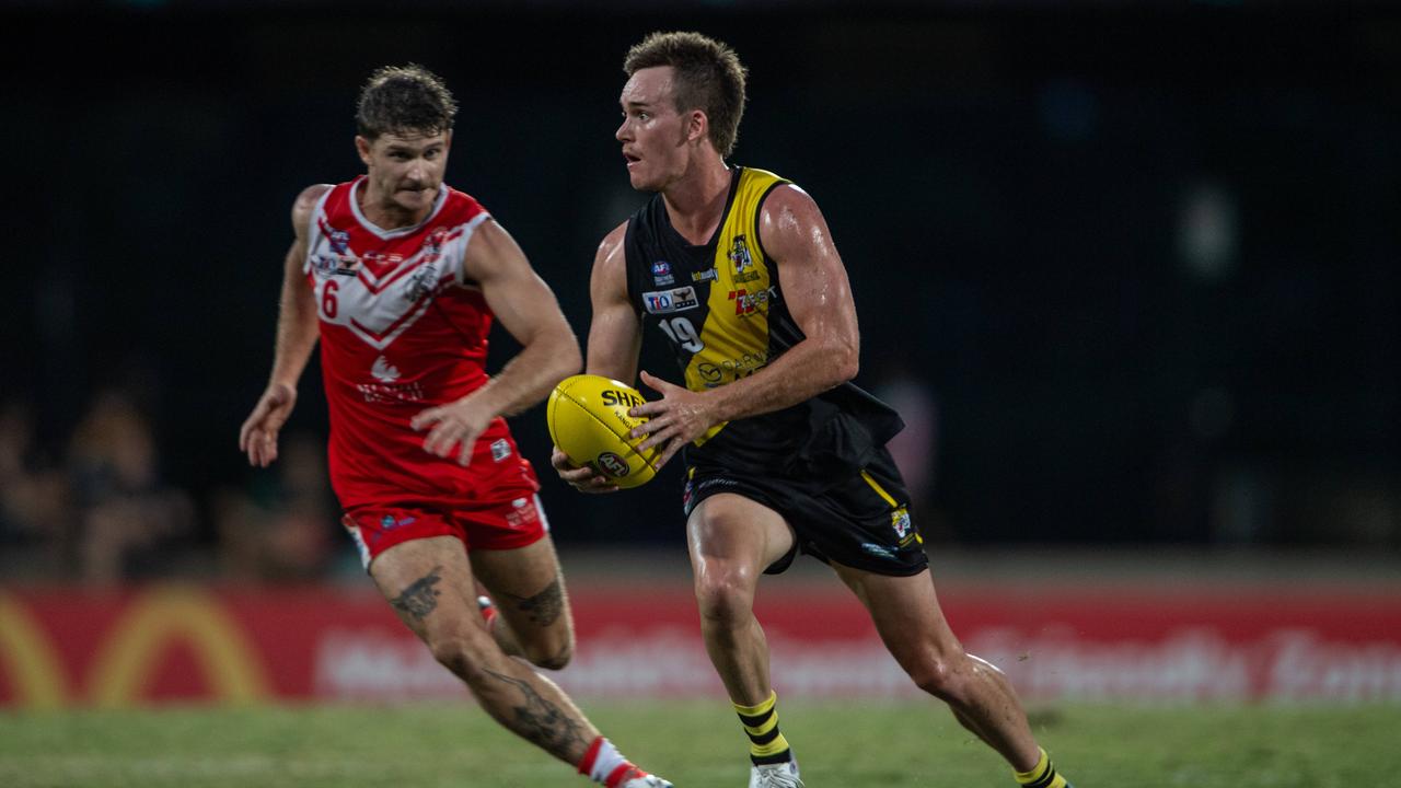 Cody Szust during the Waratah vs Nightcliff Tigers 2023-24 NTFL men's qualifying final. Picture: Pema Tamang Pakhrin