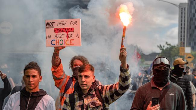 Anti-vax protesters have dropped their court challenge against Victoria’s Covid vaccine mandates. Picture: Jason Edwards