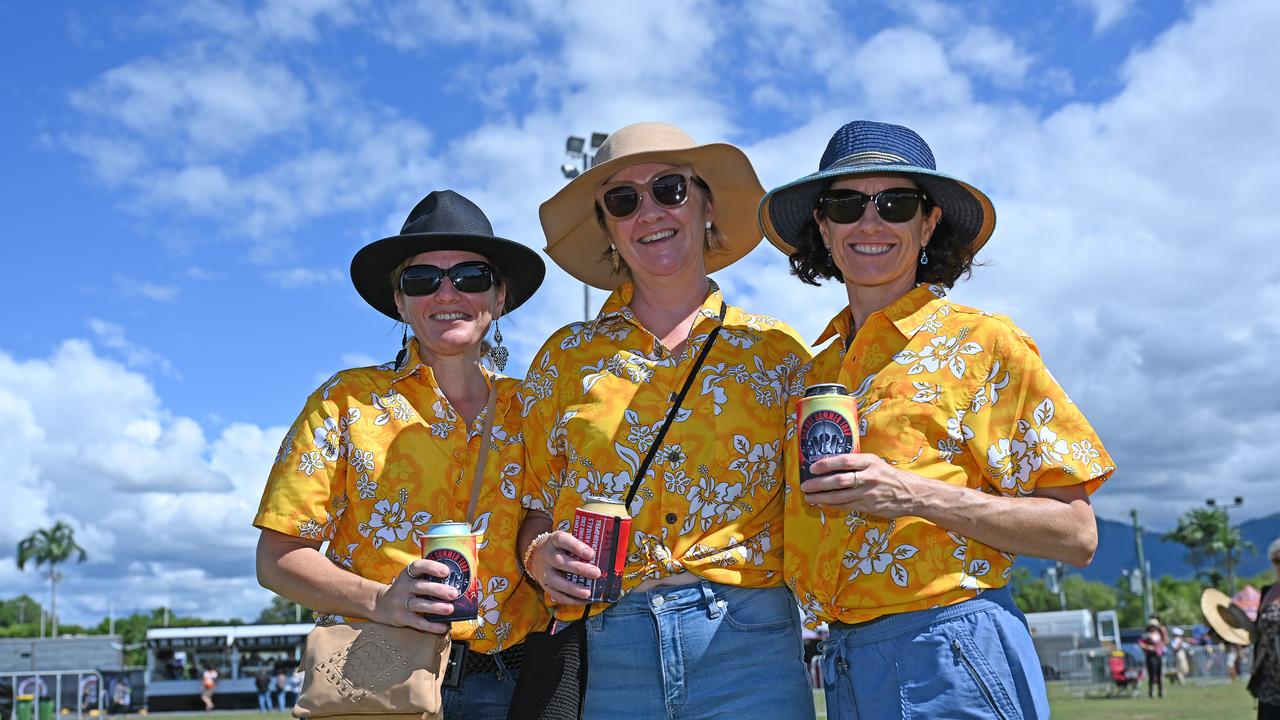 Aleisha Johnson, Melissa Morris and Martine Shanks ready for some fun in the sun at the Red Hot Summer Tour at the Cairns Showgrounds on Saturday afternoon. Picture Emily Barker