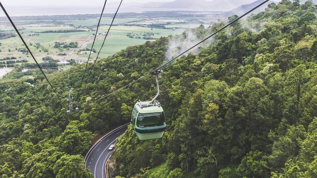 Skyrail Rainforest Cableway gondola over Kuranda Range Road. Mr Donovan is an enthusiastic supporter of the Gold Coast having its own cableway.