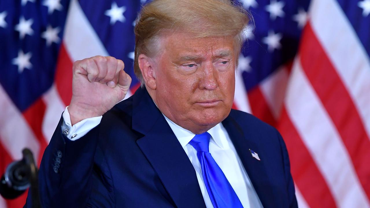 US President Donald Trump pumps his fist after speaking during election night in Washington, DC. Picture: Mandel Ngan/AFP