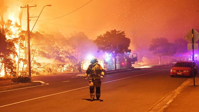 Residents have been evacuated from Peregian Beach as bushfires ravage the area. Picture: Patrick Woods