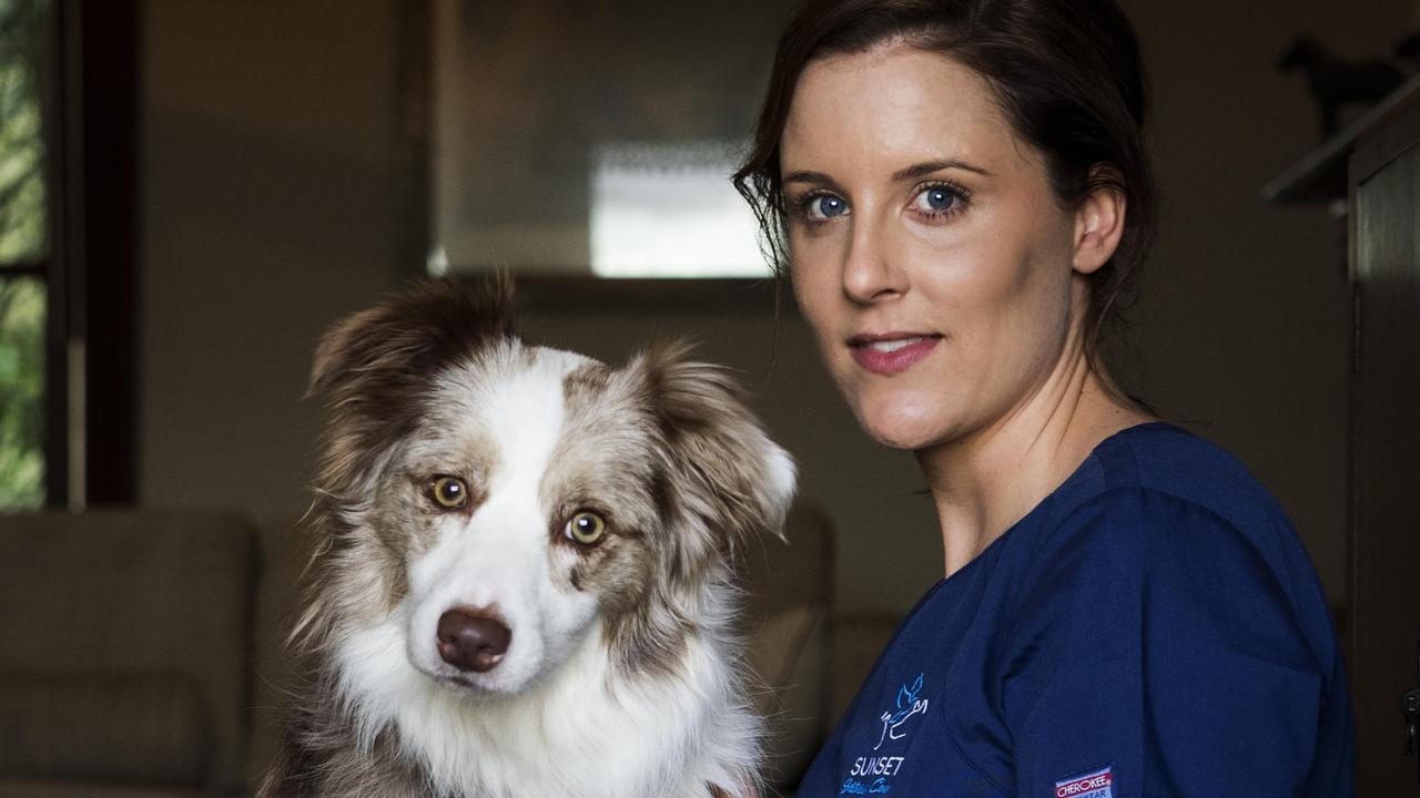 Gold Coast vet Dr Jackie Campbell with a patient, Luna.