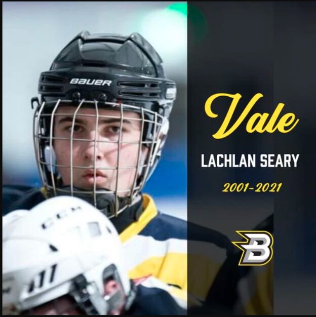 CBR Brave Ice Hockey paid tribute to rising star Lachlan Seary who died in a fatal car crash on the Monaro Highway in March 2021 Picture: Facebook