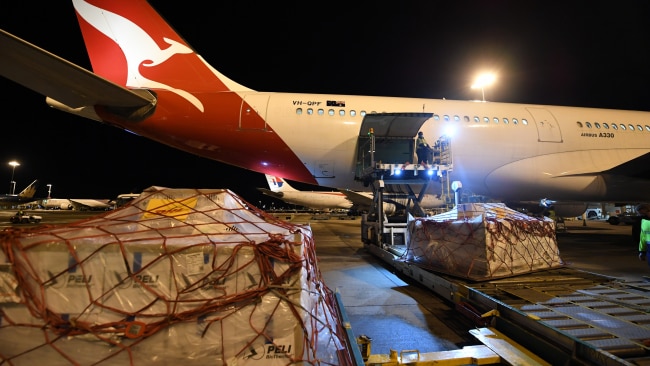 Two planes with close to half a million Pfizer doses arrived from the UK into Sydney overnight. Picture: Getty Images
