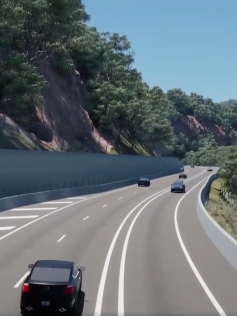 Artist's rendering of the final reconstruction, including reintroduction of the left slow lane and rockfall protection (Photo: Department of Transport and Main Roads)