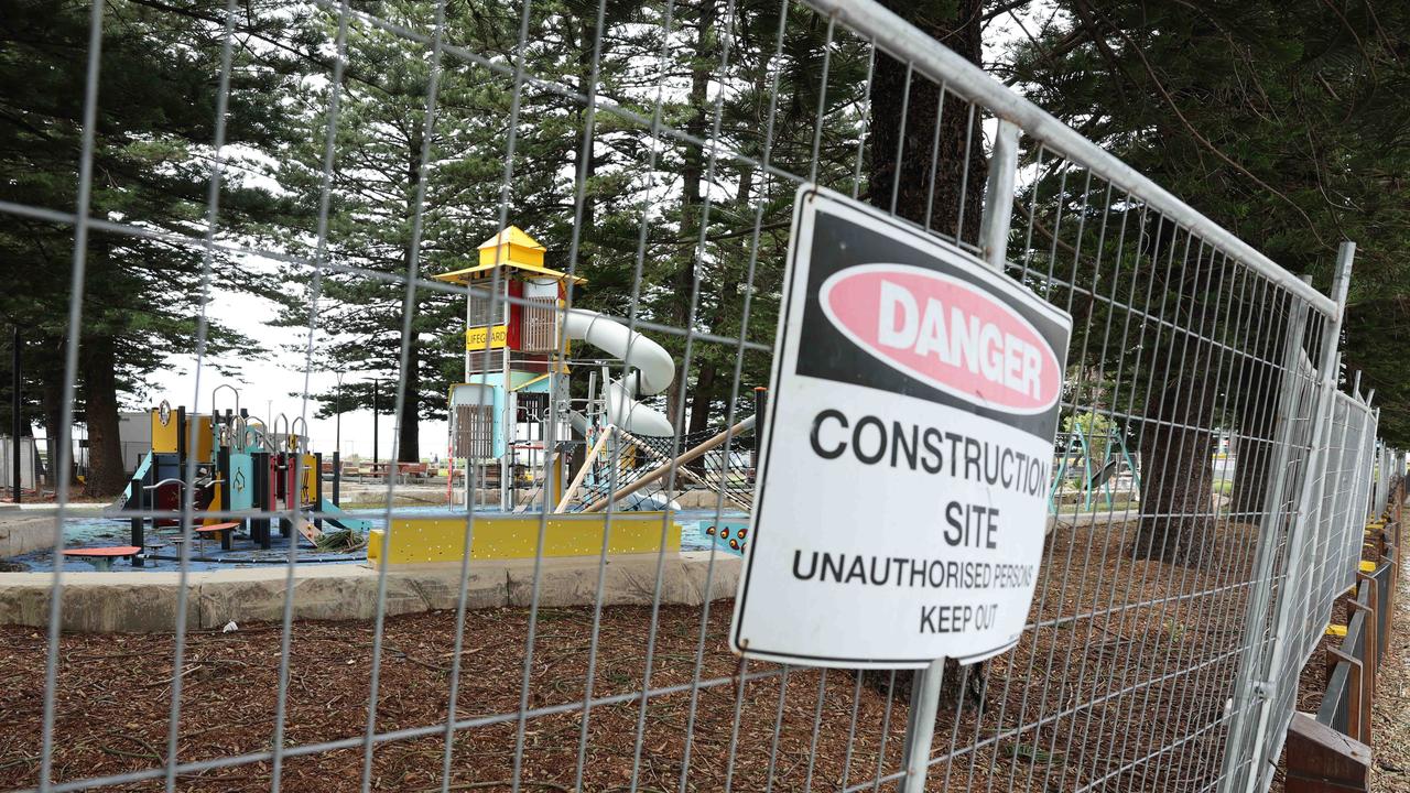 Dunningham Park in Cronulla has been deemed unsafe as ETU Strikes are preventing the removal of old street lights Picture: Tim Hunter