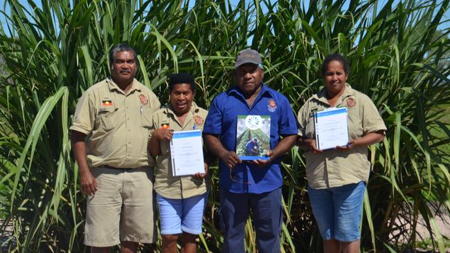 Eddie Smallwood with Diane Smallwood, Ben Devour and Tracey Lampton their Certificate 3 in Conservation and Land Management.