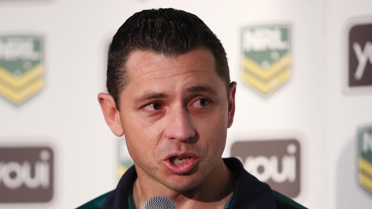 Referees boss Bernard Sutton during the 2018 Grand Final referee announcement at Rugby League Central, Sydney. Picture: Brett Costello