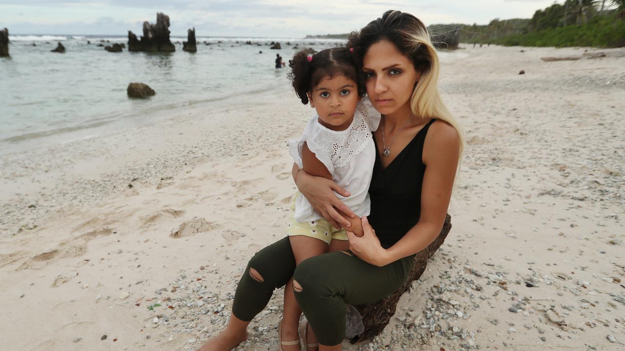 Iranian refugee Sahar with her daughter Melanie. Sahar has been detained for five years. Picture: Lyndon Mechielsen