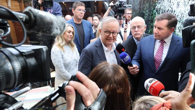 Australia’s re-elected Prime Minister Anthony Albanese talks to the media as he visits his Sydney electorate.