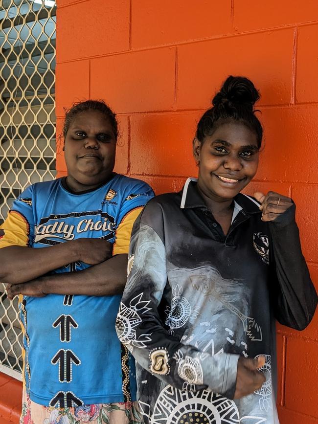 Sonya and Mikayla in front of their improved home in Warruwi thanks to the NT Remote Housing Investment Package.