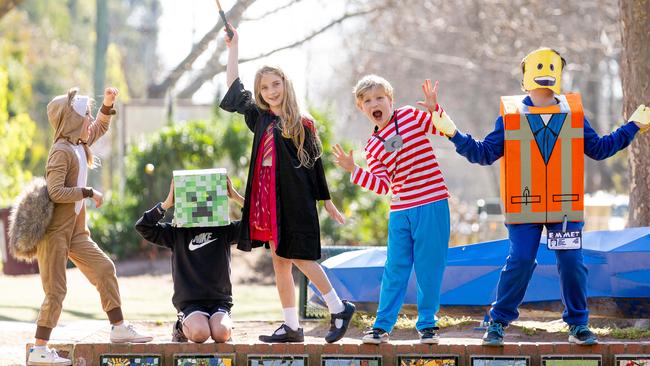 L-R Goldie, 7, Harley, 8, Poppy, 8, Sonny, 8 and Xander, 9Book Week - best dressed kids in their Book Week outfits. Picture: Jason Edwards