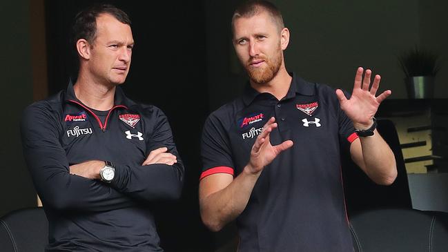 Bombers boss Xavier Campbell and captain Dyson Heppell. Picture: Michael Klein