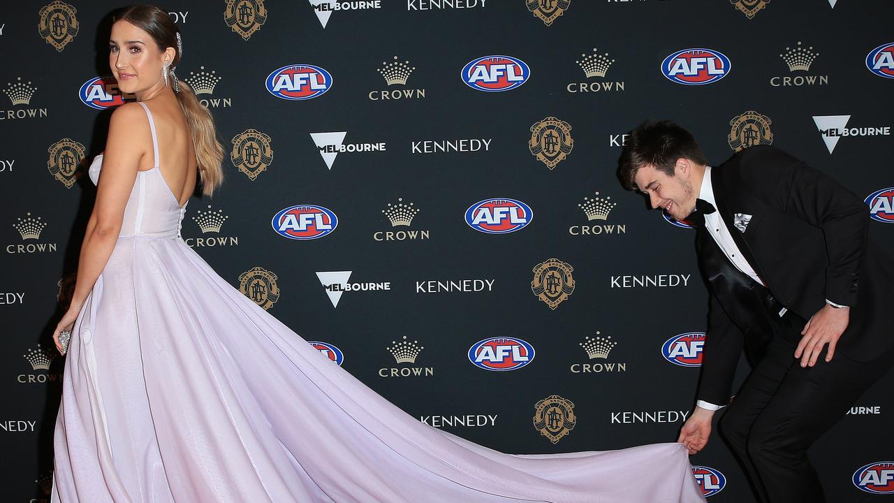 Essendon's Zach Merrett and Alexandra Bourne. Picture: Mark Stewart.