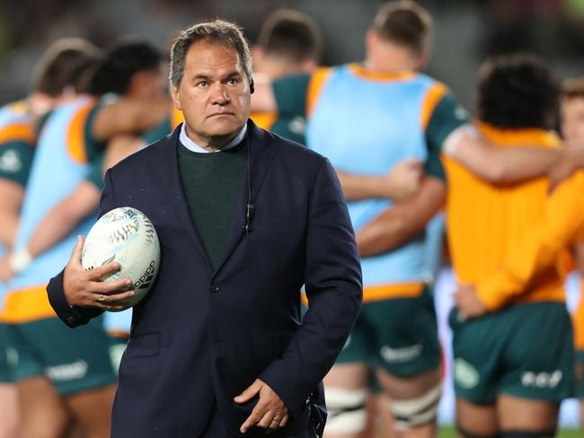 AUCKLAND, NEW ZEALAND - SEPTEMBER 24: Wallabies head coach Dave Rennie looks on ahead of The Rugby Championship and Bledisloe Cup match between the New Zealand All Blacks and the Australia Wallabies at Eden Park on September 24, 2022 in Auckland, New Zealand. (Photo by Phil Walter/Getty Images)