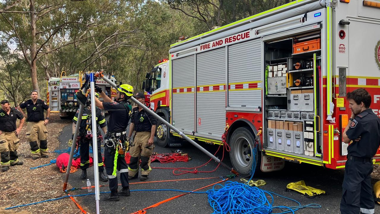 Queensland Ambulance Service worked with Queensland Fire and Rescue, Queensland Police and Rescue 300 Rockhampton, to rescue a male patient whose vehicle crashed down a ravine the previous day. PHOTO: QAS