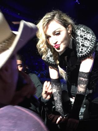 Madonna blows Molly a kiss. Picture: Linda Freedman (AFG)
