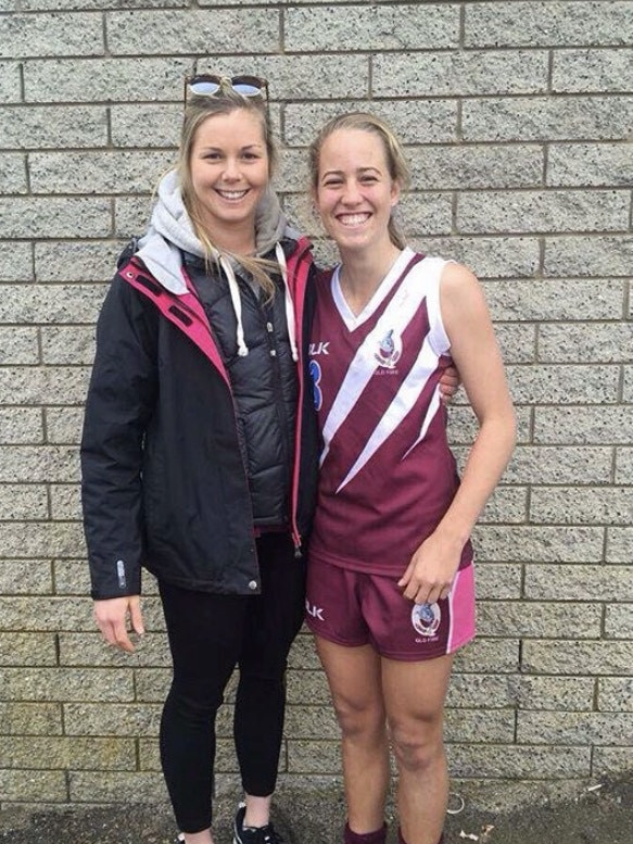 Gold Coast Suns AFLW player Tori Groves-Little with Katie Brennan. Picture: SUPPLIED