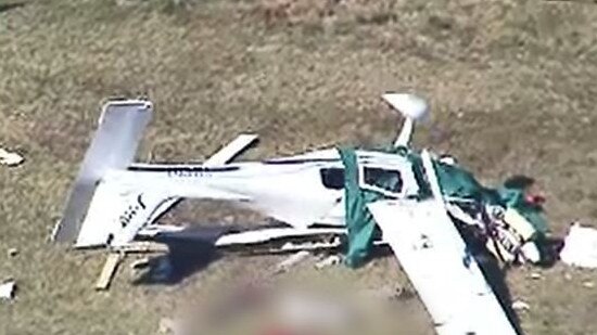 One of the planes that was involved in a mid-air collision over Caboolture airfield. Picture: 9 News