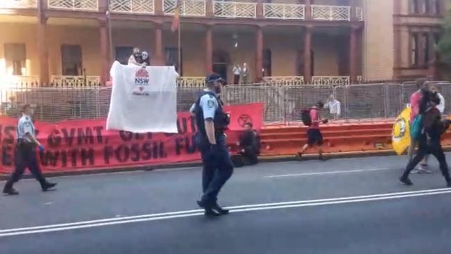 The protest forced police to close Macquarie St.