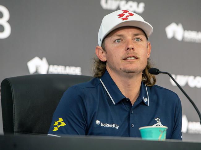 ADELAIDE, AUSTRALIA - NewsWire Photos - APRIL 20, 2023: LIV Golf Press Conference with Ripper GC's Cam Smith at The Grange Golf Club. Picture: NCA/NewsWire Emma Brasier