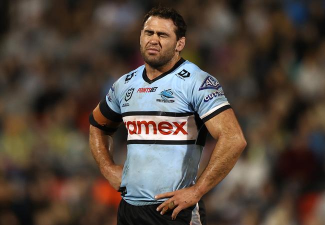 Dale Finucane after a huge hit on Stephen Crichton. Picture: Matt Blyth/Getty