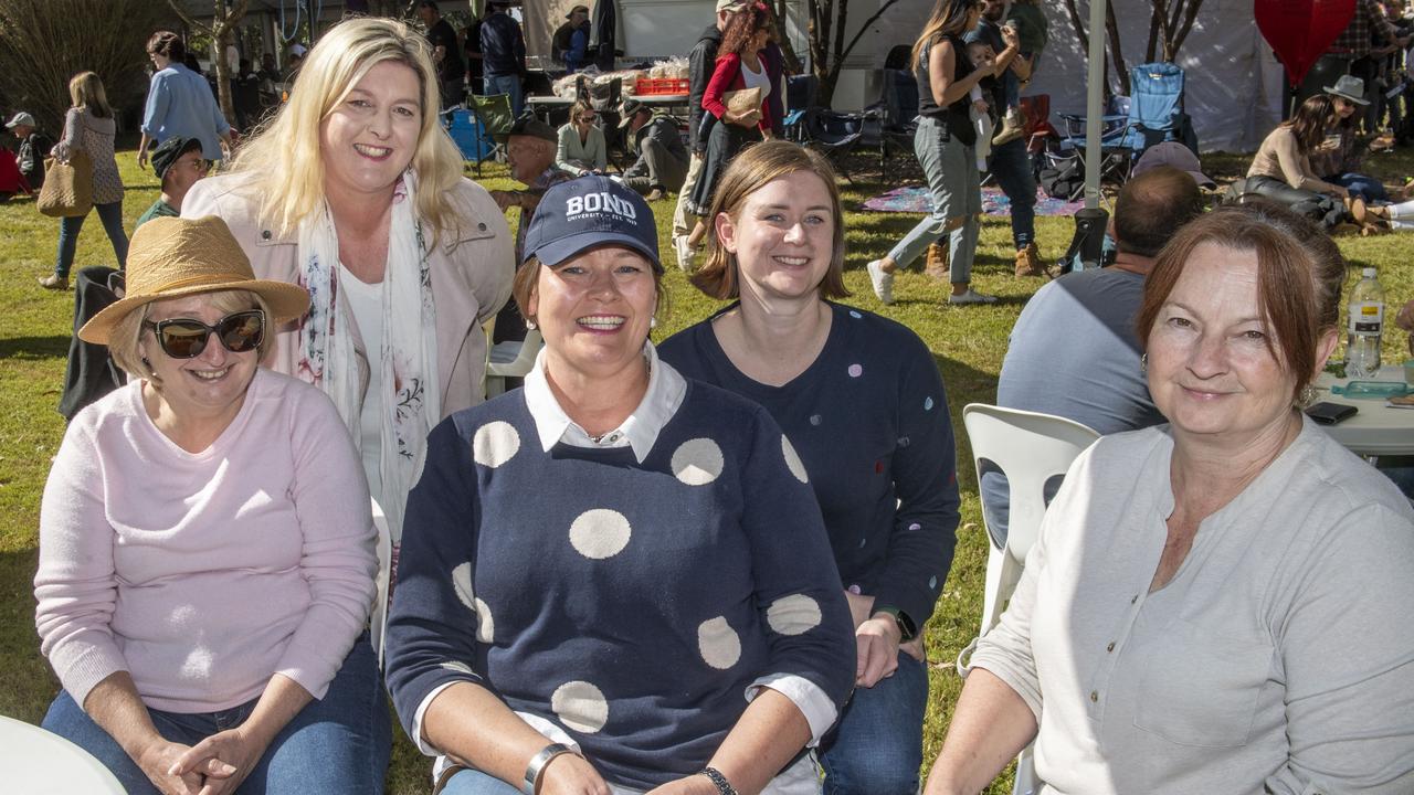 (from left) Delisa Bronkhurst, Jordan Schwarz, Anita Schwerin, Justine McGregor and Nonette Andrews at the Hampton food festival. Sunday, June 26, 2022. Picture: Nev Madsen.