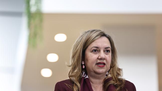 Premier Annastacia Palaszczuk speaking at a press conference on Wednesday morning. Picture: Tara Croser.