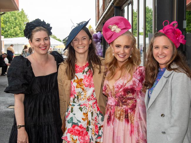 (From left) Erin King, Louise Wilson, Ash Wright and Claire Roberts. Weetwood Raceday at Toowoomba Turf Club. Saturday, September 28, 2024. Picture: Nev Madsen.