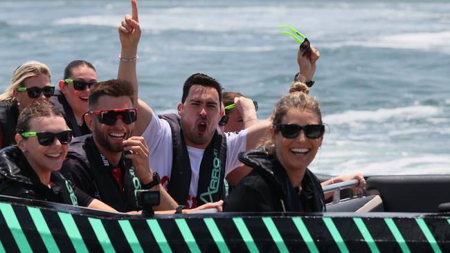 Drivers Andre Heimgartner and Thomas Randle rode ArroJet boat Thursday morning amid final preparations for GC500. Picture: Supplied