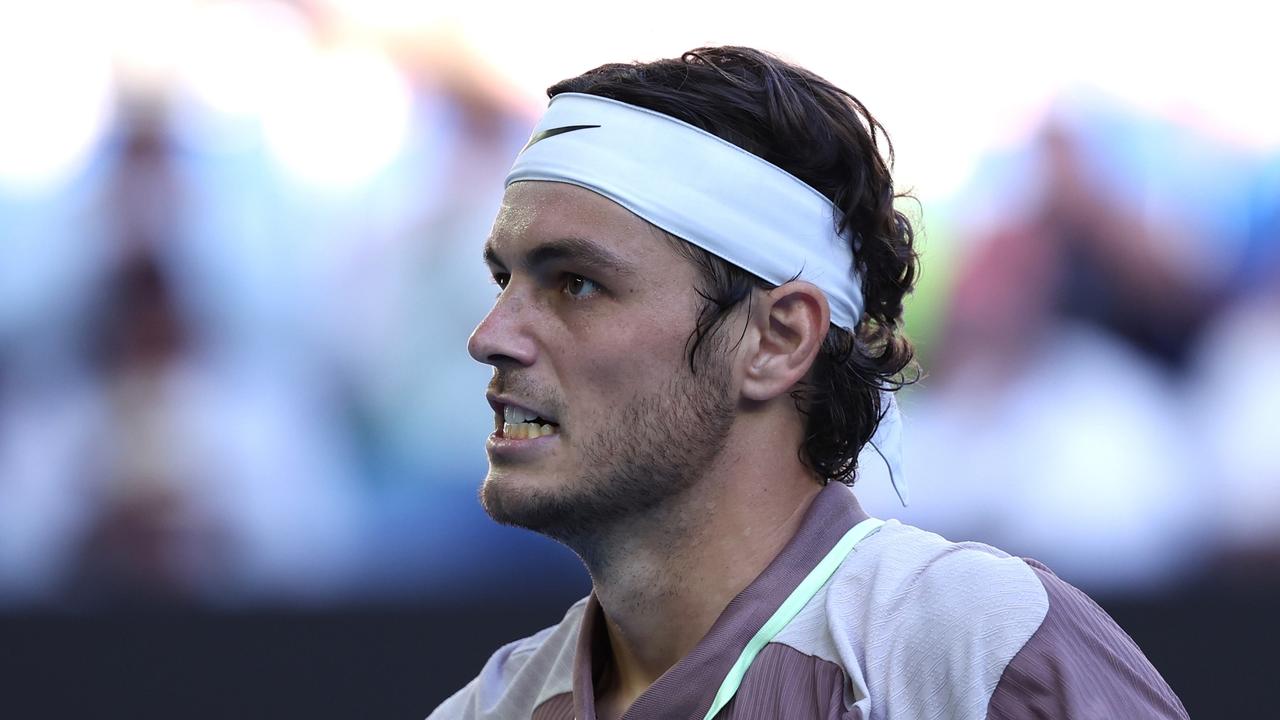 Taylor Fritz has taken the second set. (Photo by Cameron Spencer/Getty Images)