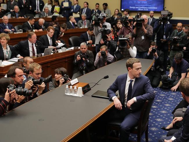 Facebook co-founder, Chairman and CEO Mark Zuckerberg prepares to testify before the House Energy and Commerce Committee. Picture: Getty