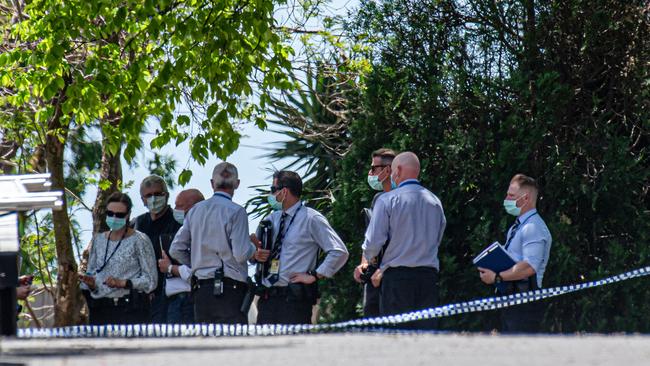 Detectives at the scene, where William Heddergott’s body was found. Picture: Jason Edwards