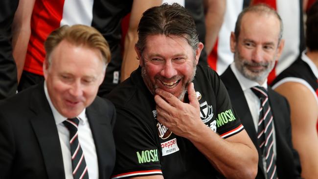 Brett Ratten, pictured middle in happier times, has coached his last game at St Kilda. Picture: AFL Photos