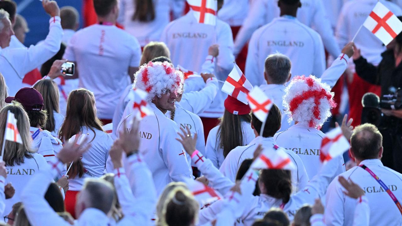 Athletes of team England enter.