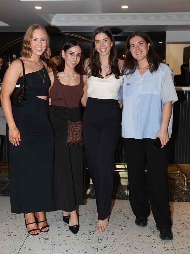 MELBOURNE, AUSTRALIA – OCTOBER 9 2024Zoe Glascott, Lani Pane, India Tait and Cat O’Brien at the VAFA Awards Night at the San Remo Ballroom in Carlton on October 9, 2024Picture: Brendan Beckett