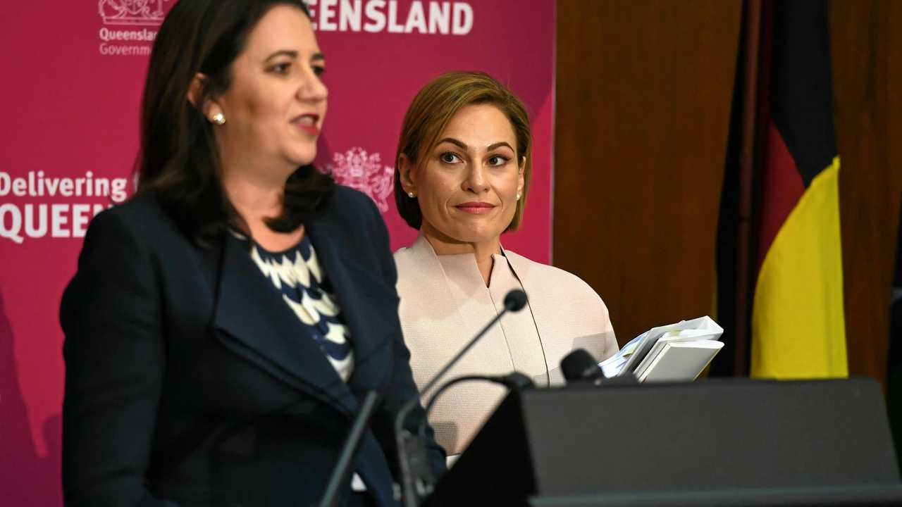 Queensland Premier Annastacia Palaszczuk and Treasurer Jackie Trad. Picture: DAN PELED