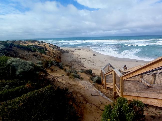 Number Sixteen Beach in Rye where the pair went swimming. Picture: Andrew Henshaw