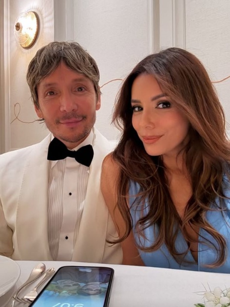 Eva Longoria at the party with celebrity hairdresser Ken Paves, who is also one of Beckham’s good friends. Photo: Instagram