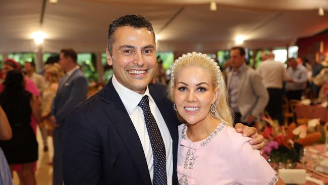 Johnny Nadal and Karla McDiarmid at the Magic Millions Race Day 2025 at Gold Coast Turf Club for Gold Coast at Large. Picture, Portia Large.
