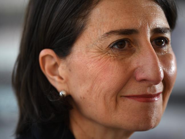 NSW Premier Gladys Berejiklian speaks to the media at Queenscliff Surf Lifesaving Club in Sydney in Sydney, Sunday, March 8, 2020. (AAP Image/Joel Carrett) NO ARCHIVING