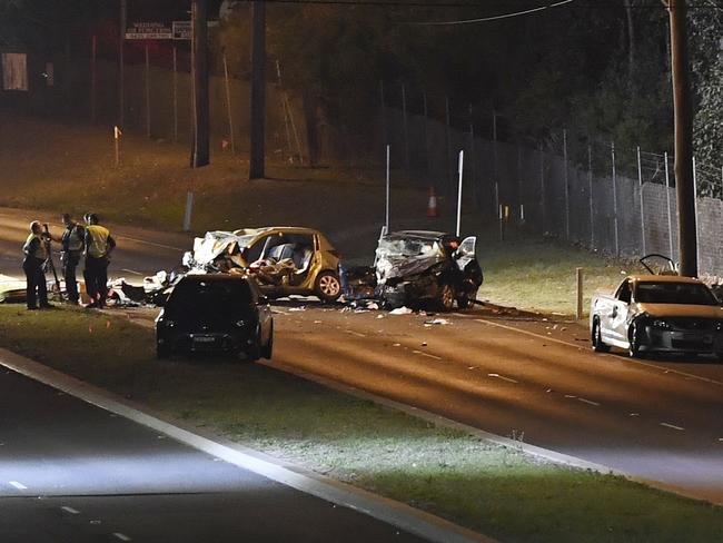 Emergency services on the scene of the fatal crash. Picture: Gordon McComiskie