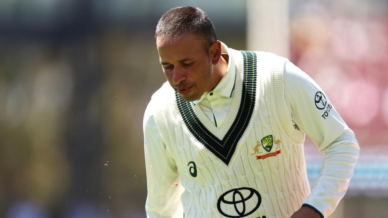 ADELAIDE, AUSTRALIA - JANUARY 19: Usman Khawaja of Australia leaves the field retiring hurtafter he was struck while batting during day three of the Mens Test match series between Australia and West Indies at Adelaide Oval on January 19, 2024 in Adelaide, Australia. (Photo by Paul Kane/Getty Images)