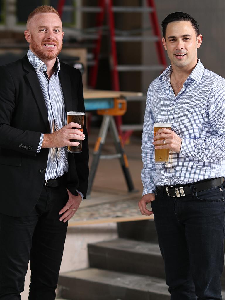 Matt Blyth and Trent Meade in Fortitude Valley. Picture: Peter Wallis