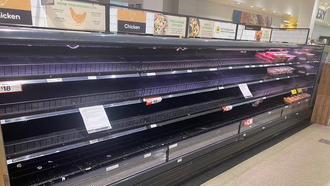 Near empty shelves at Woolworths, Channel Court