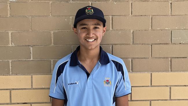 Reyansh Sharma, NSW PSSA u12 Boys Cricket Team to play School Sports Australia u12 national titles in Ballarat 2022, picture at Raby Oval, Raby NSW, 16 November 2022. Picture: Jason Hosken (News Corp)