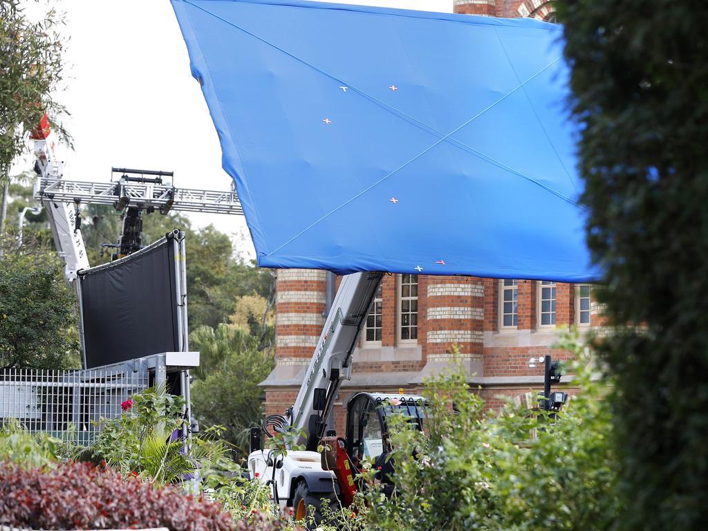 Cast and crew from a new Disney production Nautilus pictured on set at the Old Museum in Brisbane in May last year. The show has since been cut. Picture: Josh Woning