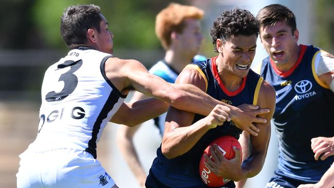 Ben Davis of the Crows during a pre-season under-23s trial against the Power at Thebarton Oval in February. Picture: Image AAP/Mark Brake